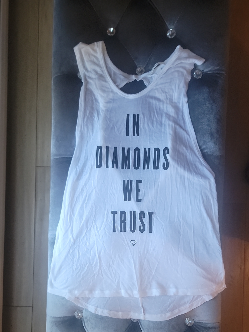 Victoria's Secret Open Back White & Black Tank Top. Size Small.
